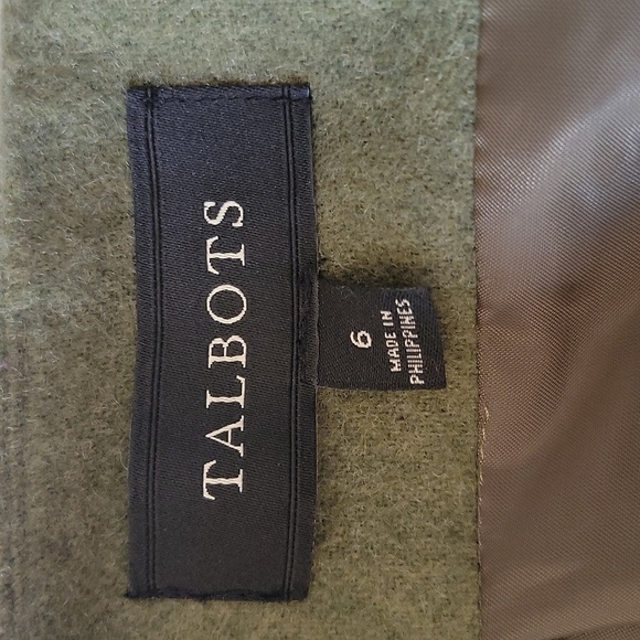 Talbots | Olive Green Wool Blend Skirt with Zipper Pockets Size 6 - Picture 4 of 4